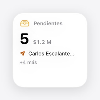 Widget pequeño de KinWatt: cotizaciones pendientes y su monto