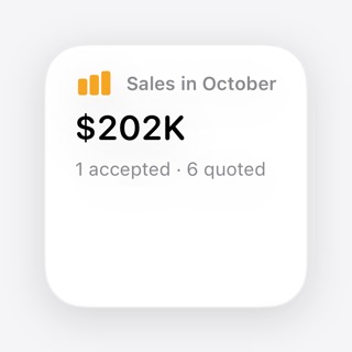 KinWatt small widget: this month's sales, with accepted and quoted proposals